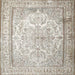 Square Traditional Dark White Beige Persian Rug, tr1789