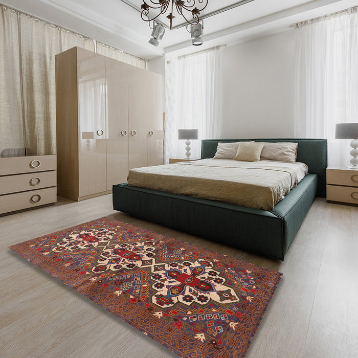 Traditional Rust Pink Persian Rug in a Bedroom, tr1790