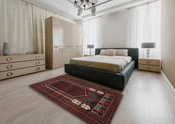 Traditional Reddish Brown Persian Rug in a Bedroom, tr1791