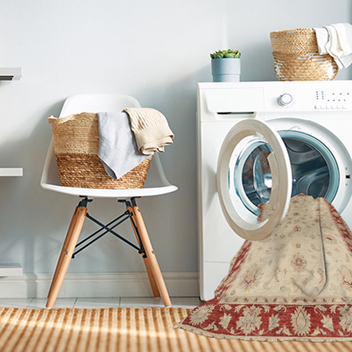 Machine Washable Traditional Khaki Gold Rug in a Washing Machine, wshtr1792