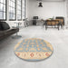 Round Machine Washable Traditional Brown Rug in a Office, wshtr1793