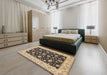 Traditional Dark Brown Oriental Rug in a Bedroom, tr1794