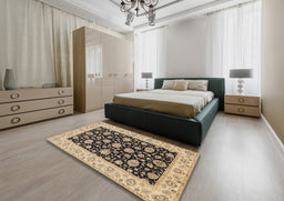 Traditional Dark Brown Oriental Rug in a Bedroom, tr1794