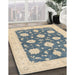 Traditional Grayish Turquoise Green Oriental Rug in Family Room, tr1795