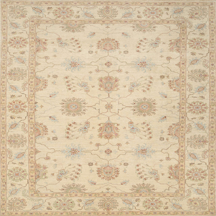 Square Traditional Khaki Gold Oriental Rug, tr1796