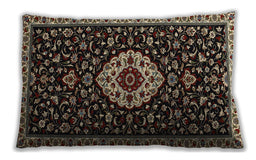 Traditional Classic Rectangular Black Brown Lumbar Throw Pillow, 13 inch by 19 inch, lbtr1797