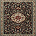 Square Traditional Black Brown Medallion Rug, tr1797