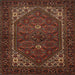 Round Machine Washable Traditional Sienna Brown Rug, wshtr1798