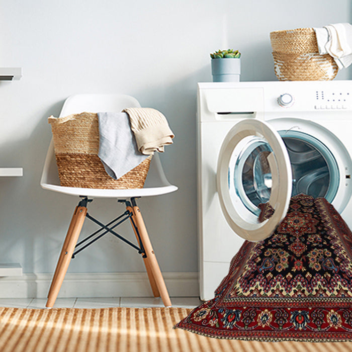 Machine Washable Traditional Brown Rug in a Washing Machine, wshtr1799
