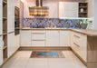 Traditional Sienna Brown Medallion Rug in a Kitchen, tr17