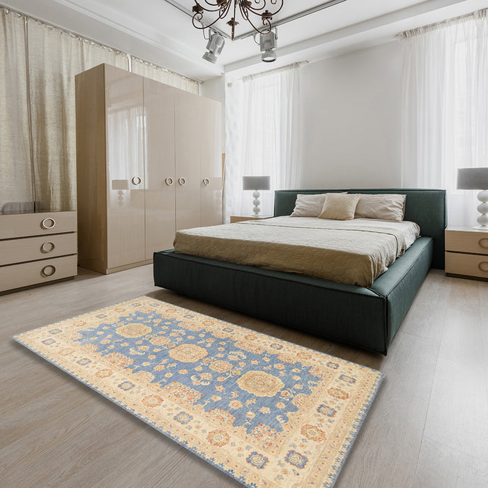 Machine Washable Traditional Brown Rug in a Bedroom, wshtr1800