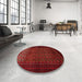 Round Traditional Red Persian Rug in a Office, tr1801