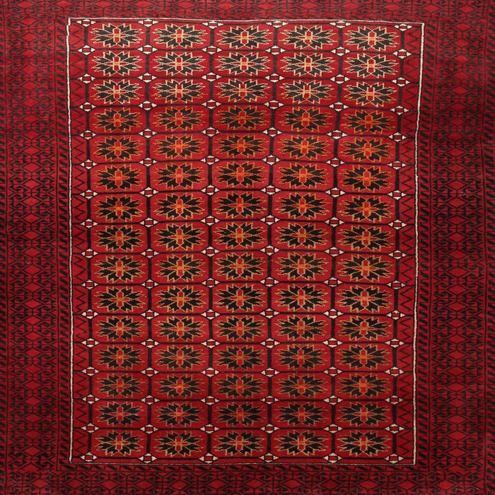 Round Machine Washable Traditional Red Rug, wshtr1801
