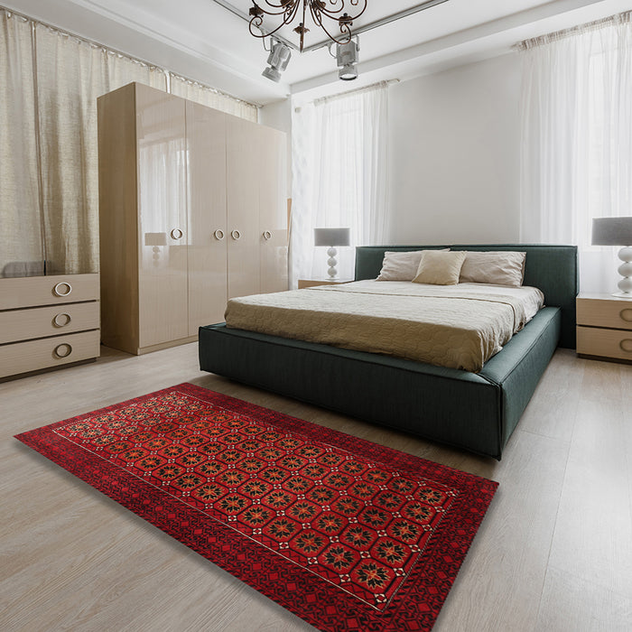 Traditional Red Persian Rug in a Bedroom, tr1801