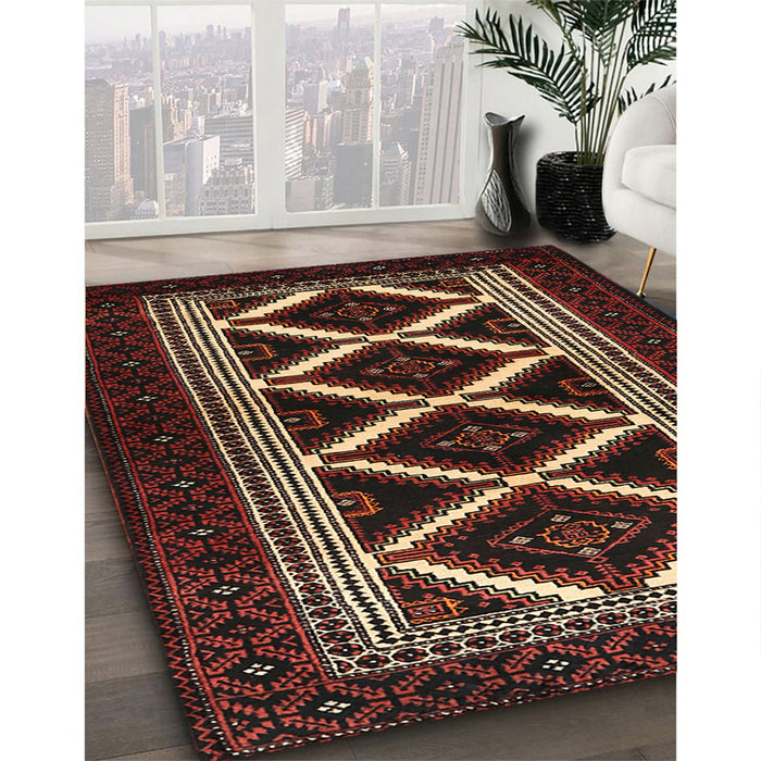 Traditional Brown Persian Rug in Family Room, tr1802