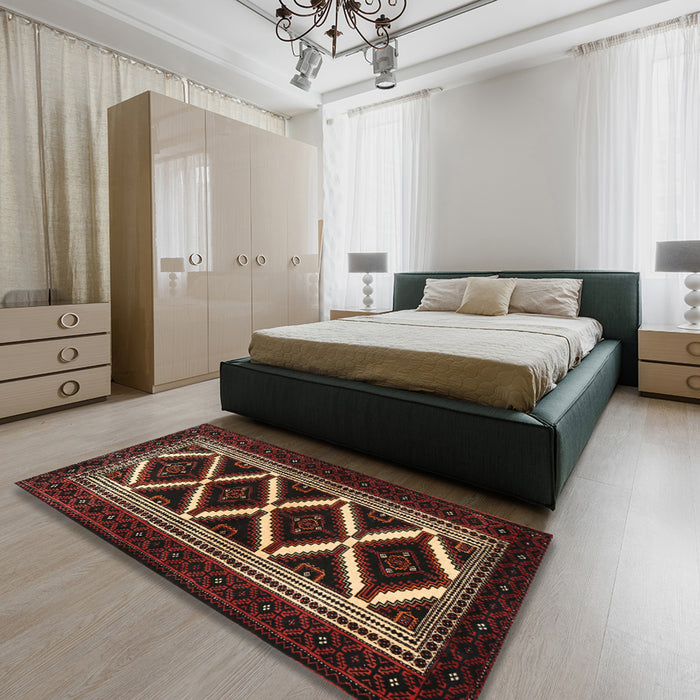 Machine Washable Traditional Brown Rug in a Bedroom, wshtr1802