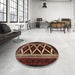 Round Machine Washable Traditional Brown Rug in a Office, wshtr1802