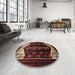 Round Machine Washable Traditional Brown Rug in a Office, wshtr1803