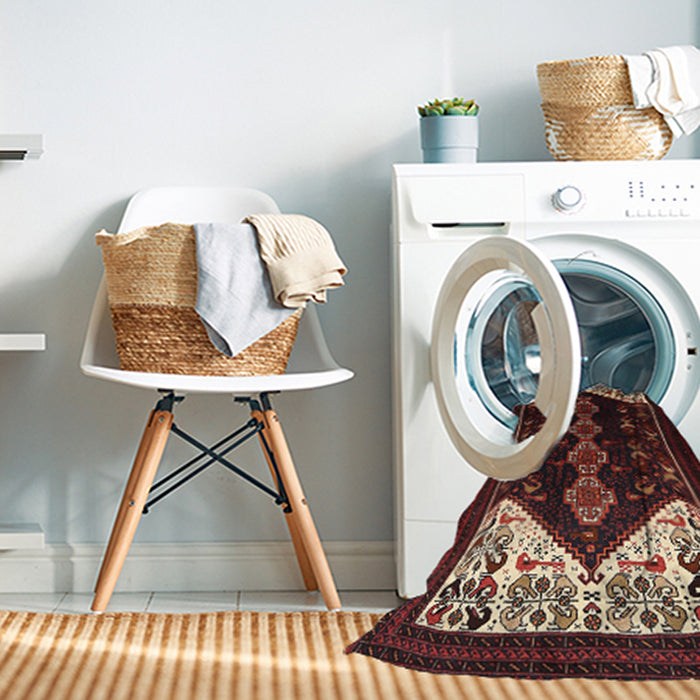 Machine Washable Traditional Brown Rug in a Washing Machine, wshtr1803