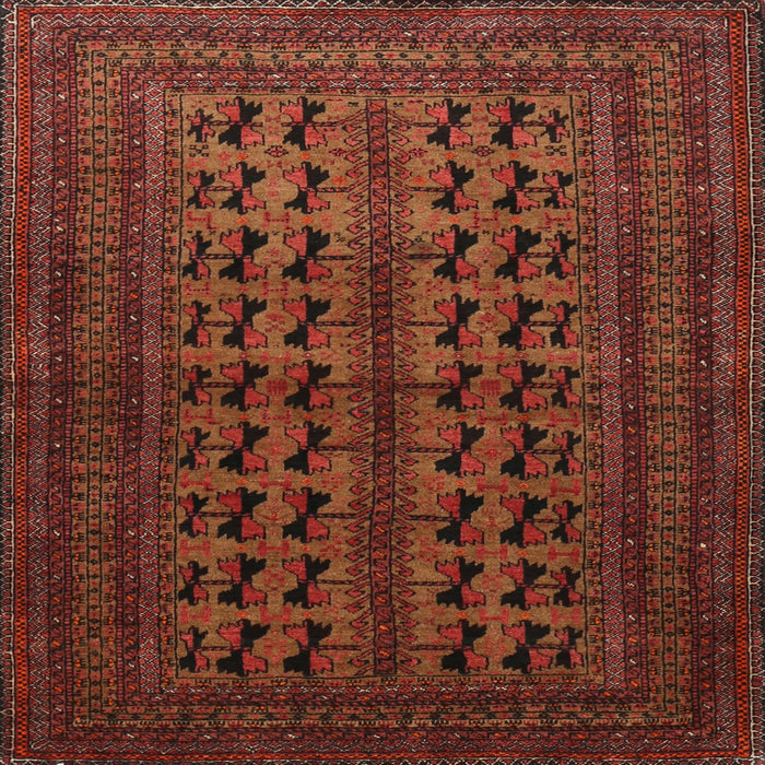 Square Traditional Mahogany Brown Persian Rug, tr1804