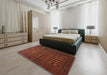 Traditional Mahogany Brown Persian Rug in a Bedroom, tr1804