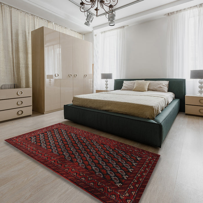 Traditional Bakers Brown Persian Rug in a Bedroom, tr1806