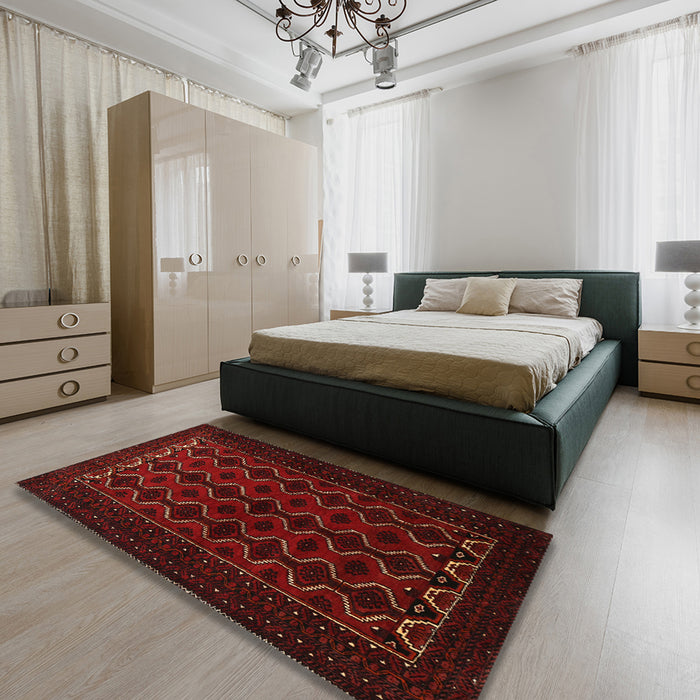 Traditional Red Persian Rug in a Bedroom, tr1808