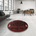 Round Traditional Chocolate Brown Persian Rug in a Office, tr1809