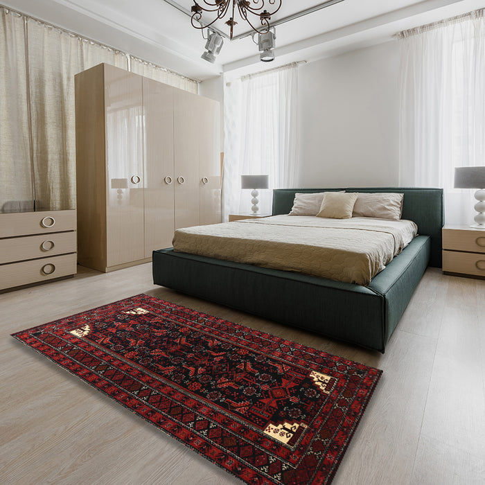 Machine Washable Traditional Milk Chocolate Brown Rug in a Bedroom, wshtr1809