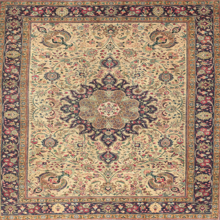 Square Traditional Sienna Brown Medallion Rug, tr180