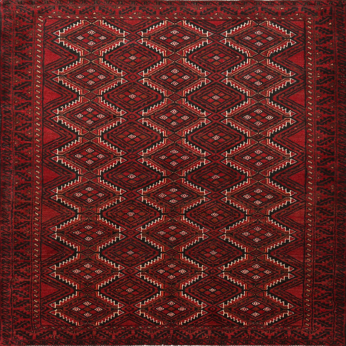 Round Machine Washable Traditional Tomato Red Rug, wshtr1810