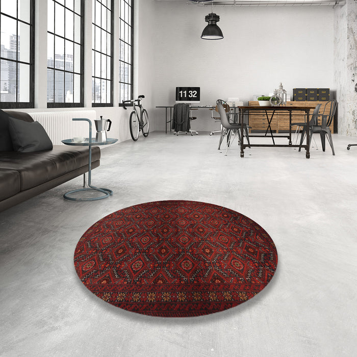 Round Traditional Bakers Brown Persian Rug in a Office, tr1811