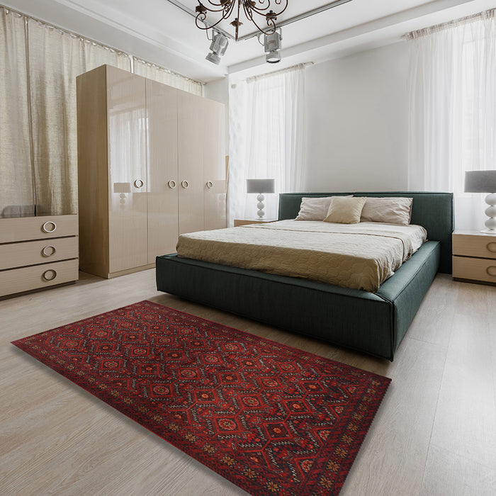 Machine Washable Traditional Bakers Brown Rug in a Bedroom, wshtr1811