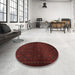 Round Machine Washable Traditional Bakers Brown Rug in a Office, wshtr1811