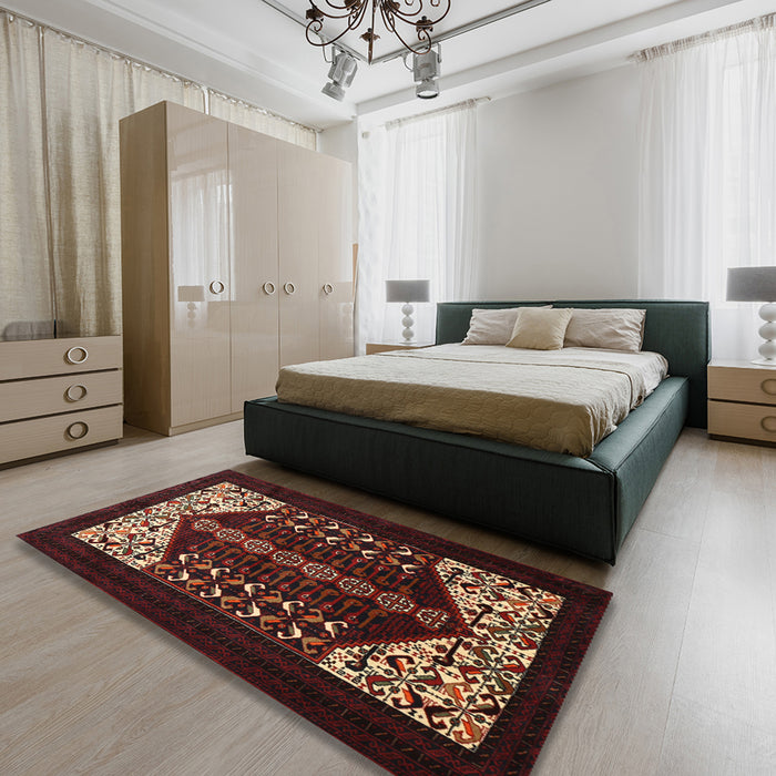 Machine Washable Traditional Brown Rug in a Bedroom, wshtr1812