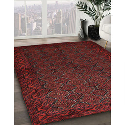 Traditional Cranberry Red Persian Rug in Family Room, tr1813