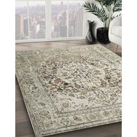 Traditional Khaki Green Medallion Rug, tr1814