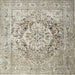 Square Traditional Khaki Green Medallion Rug, tr1814