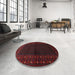 Round Machine Washable Traditional Burgundy Brown Rug in a Office, wshtr1817