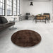 Round Machine Washable Traditional Night Red Rug in a Office, wshtr1819