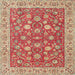 Round Machine Washable Traditional Red Rug, wshtr181