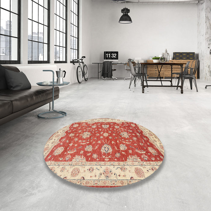 Round Traditional Brown Persian Rug in a Office, tr1821