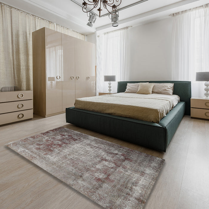 Traditional Rosy Brown Pink Persian Rug in a Bedroom, tr1823