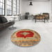 Round Traditional Gold Medallion Rug in a Office, tr1826