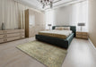 Traditional Dark Green Persian Rug in a Bedroom, tr1827