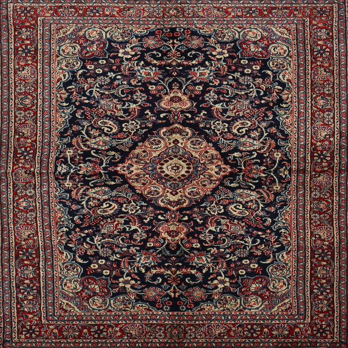Square Traditional Dark Almond Brown Medallion Rug, tr1828