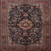 Square Traditional Dark Almond Brown Medallion Rug, tr1828