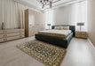 Traditional Metallic Gold Persian Rug in a Bedroom, tr1829