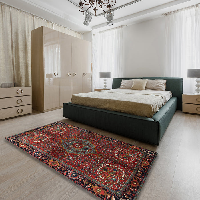 Machine Washable Traditional Brown Rug in a Bedroom, wshtr1830