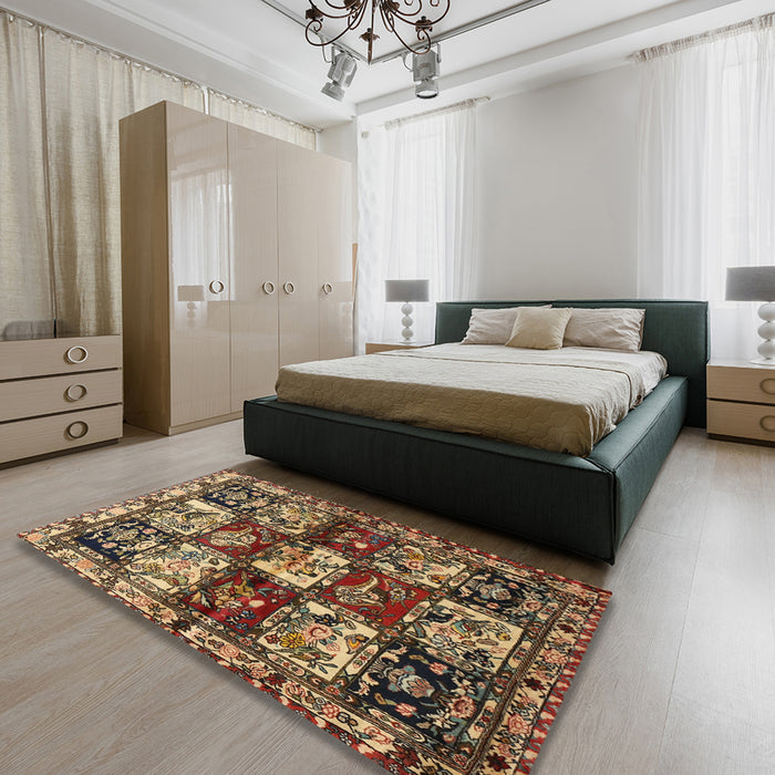 Machine Washable Traditional Peru Brown Rug in a Bedroom, wshtr1832